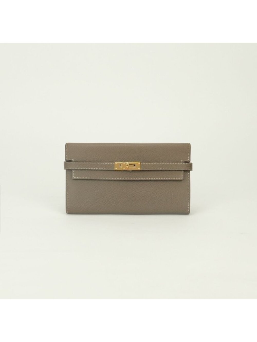 Hermes Kelly Wallet Epsom Etoupe Gray Gold Kellywallet